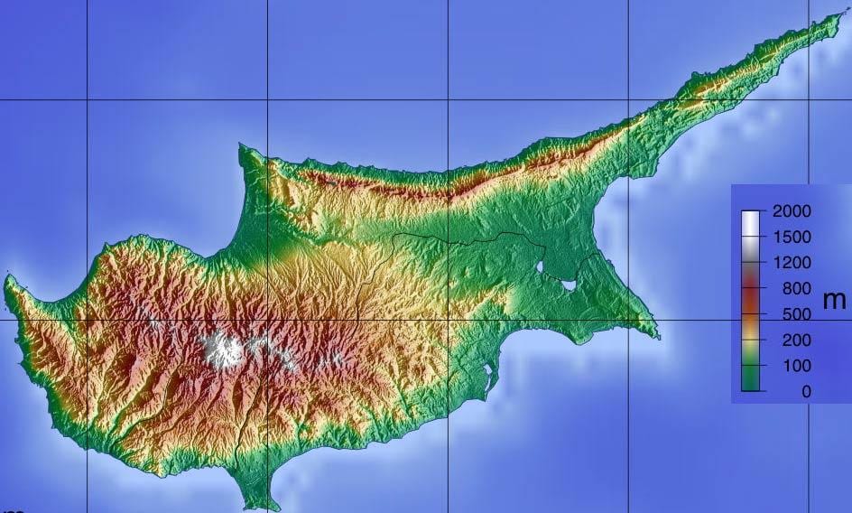 Mapa ng Cyprus bundok