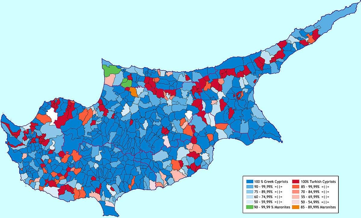 Mapa ng Cyprus etniko