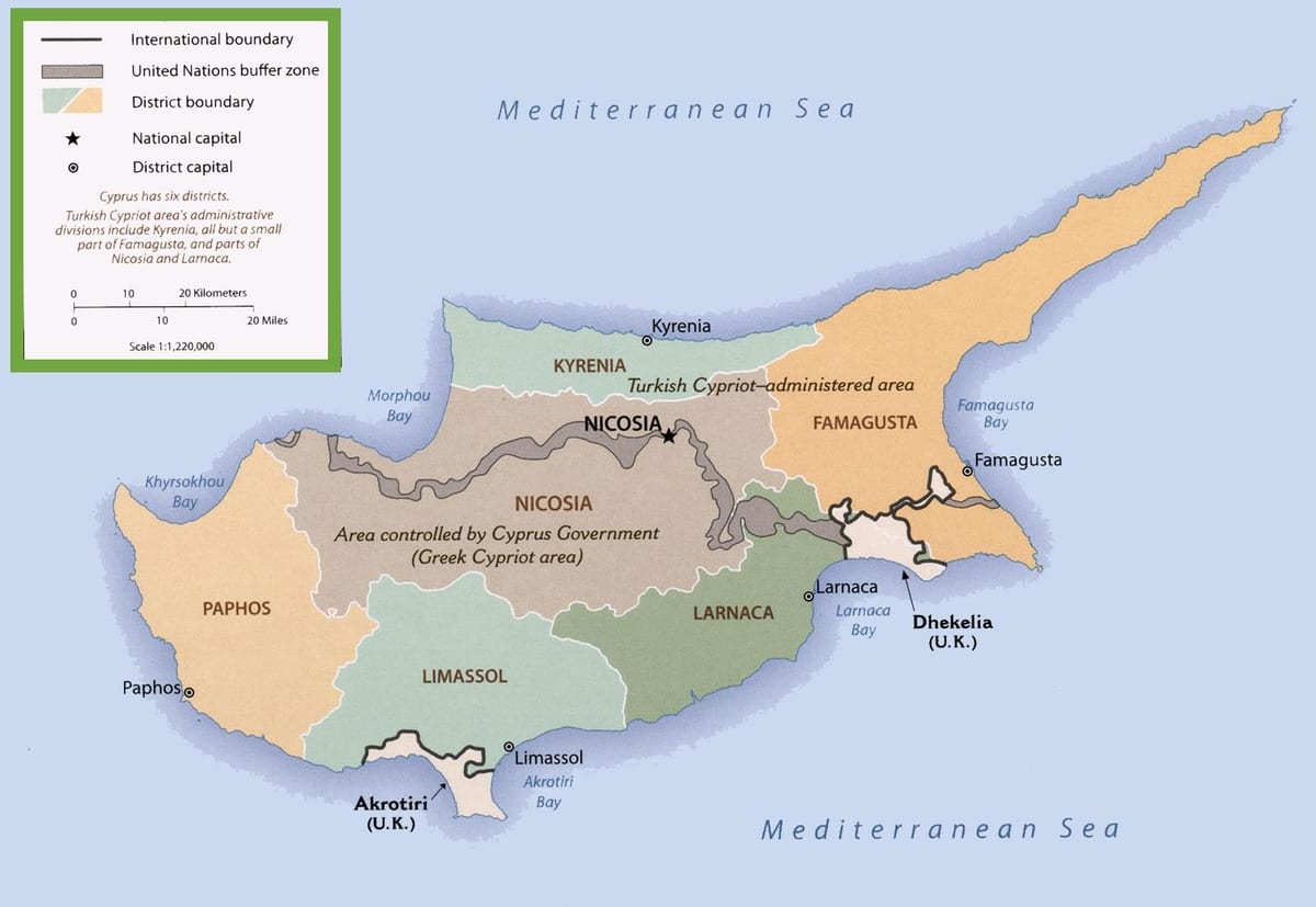 Mapa ng Cyprus hangganan