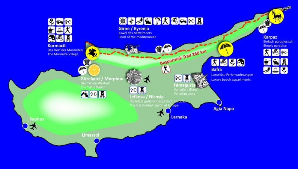 Cyprus hiking trail mapa