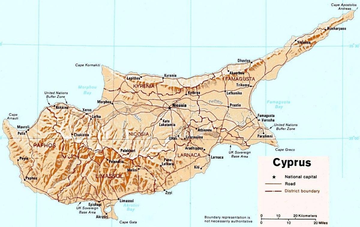 detalyadong mga mapa ng isla ng Cyprus