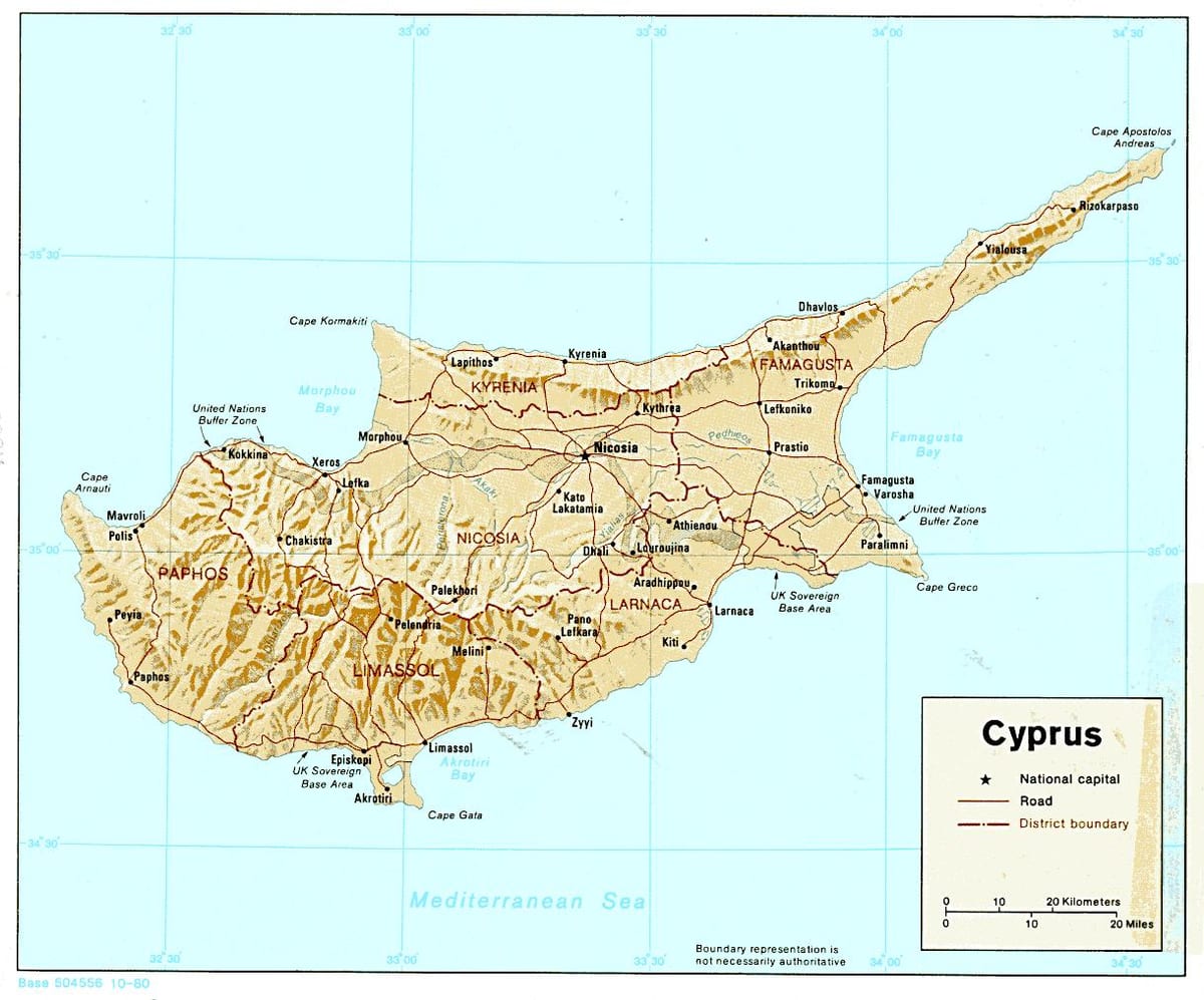 Mapa ng Cyprus kontinente