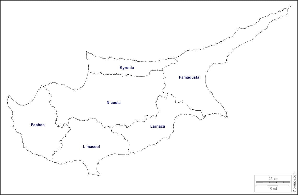 Mapa ng Cyprus balangkas
