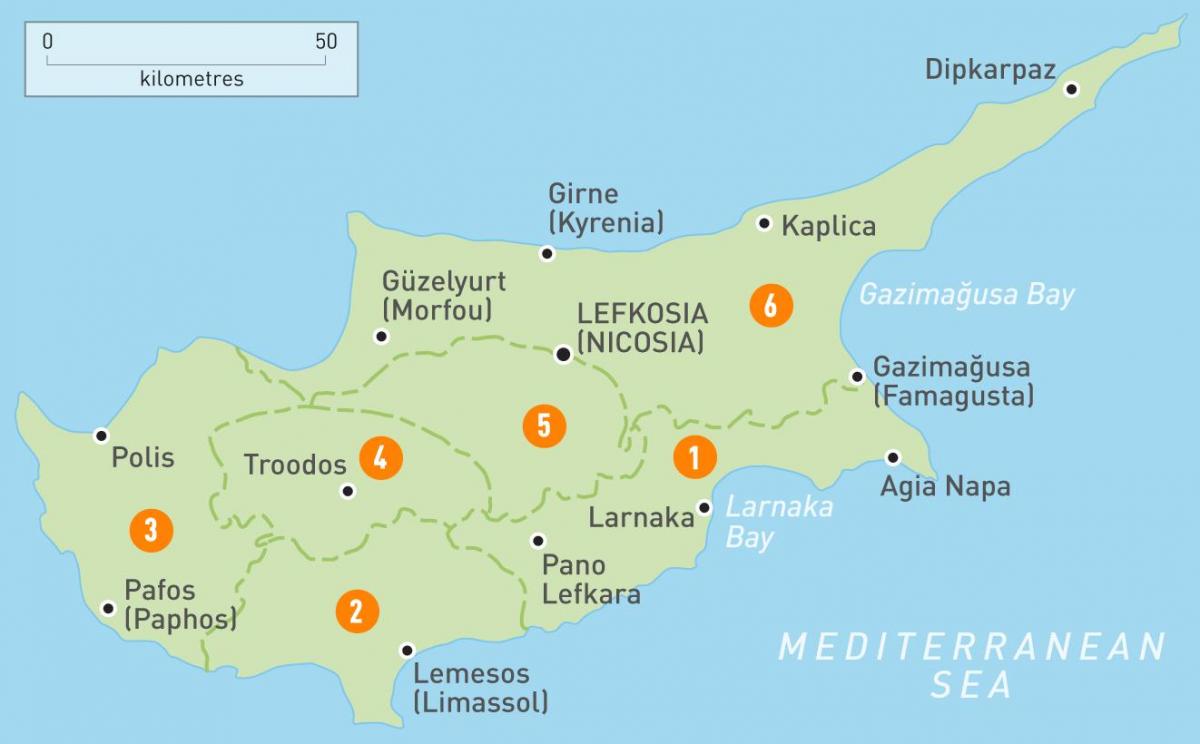 Mapa ng mga bansang Cyprus