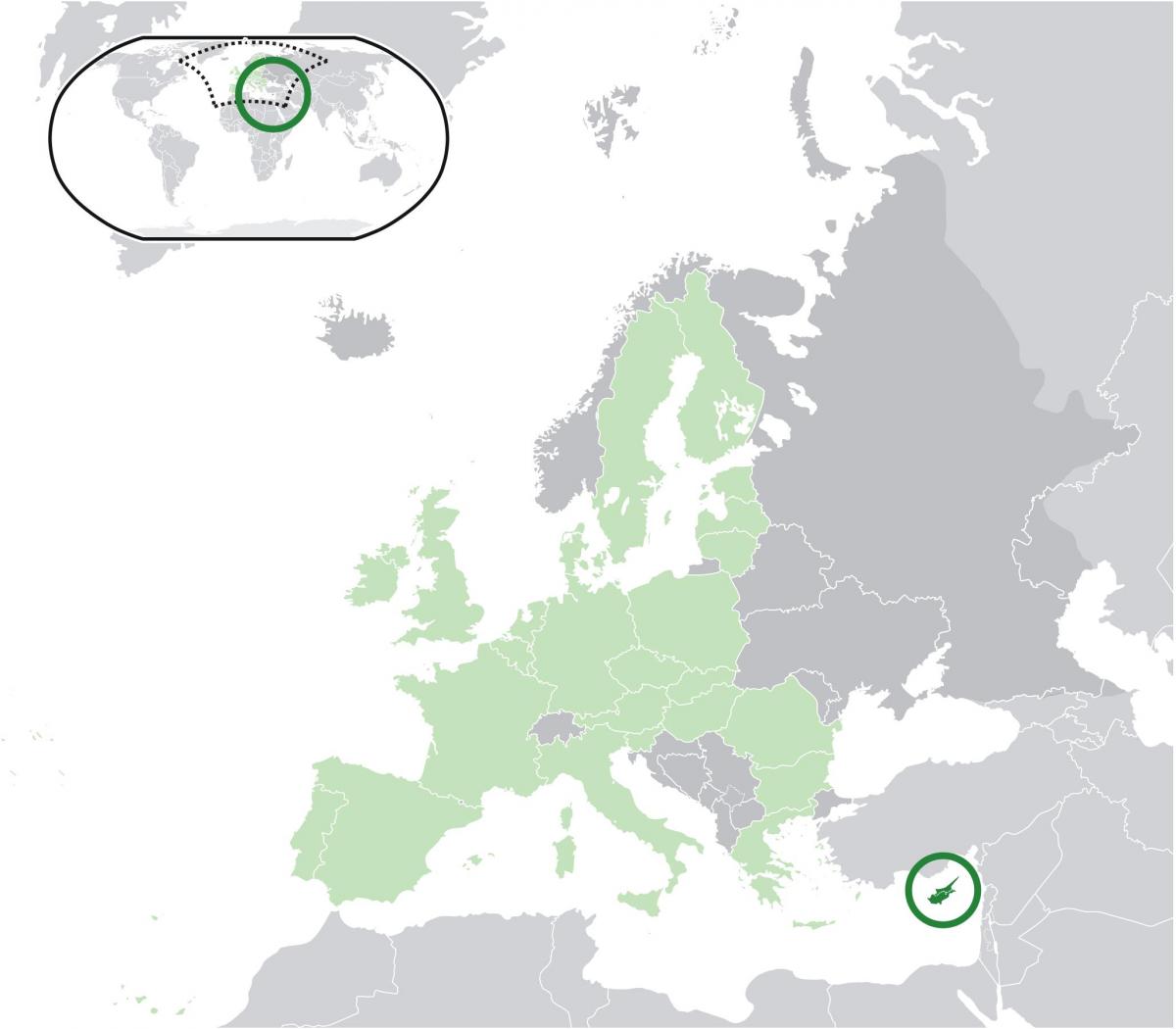 mapa ng europa na nagpapakita ng Cyprus