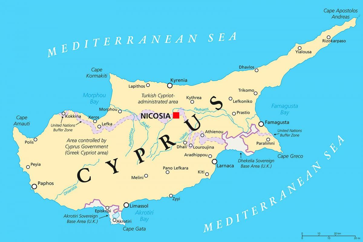 mapa na nagpapakita ng Cyprus