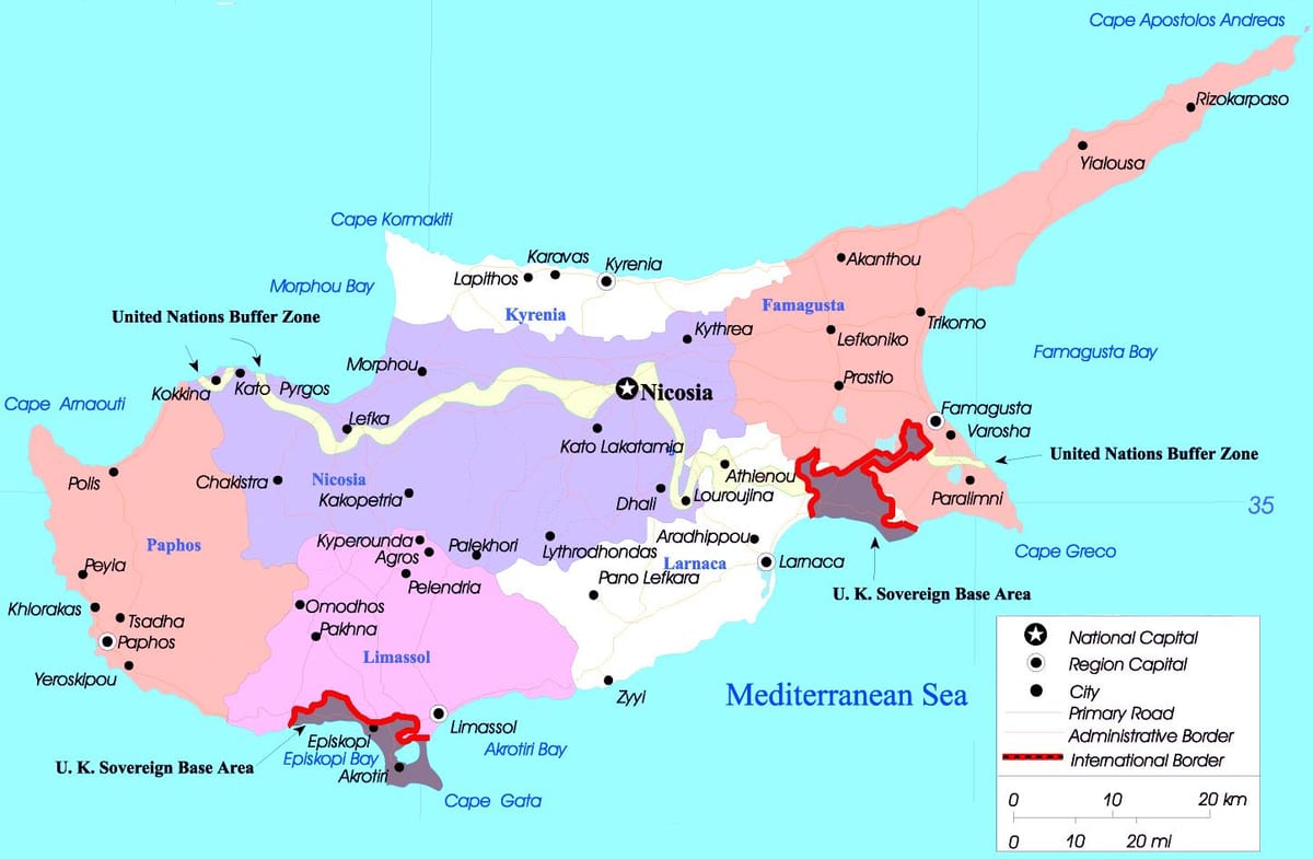 Mapa ng Cyprus sa mga lungsod