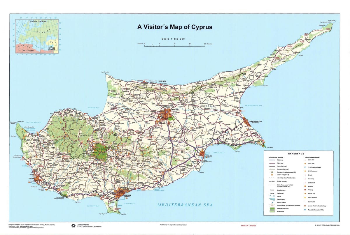 Mapa ng Cyprus sightseeing