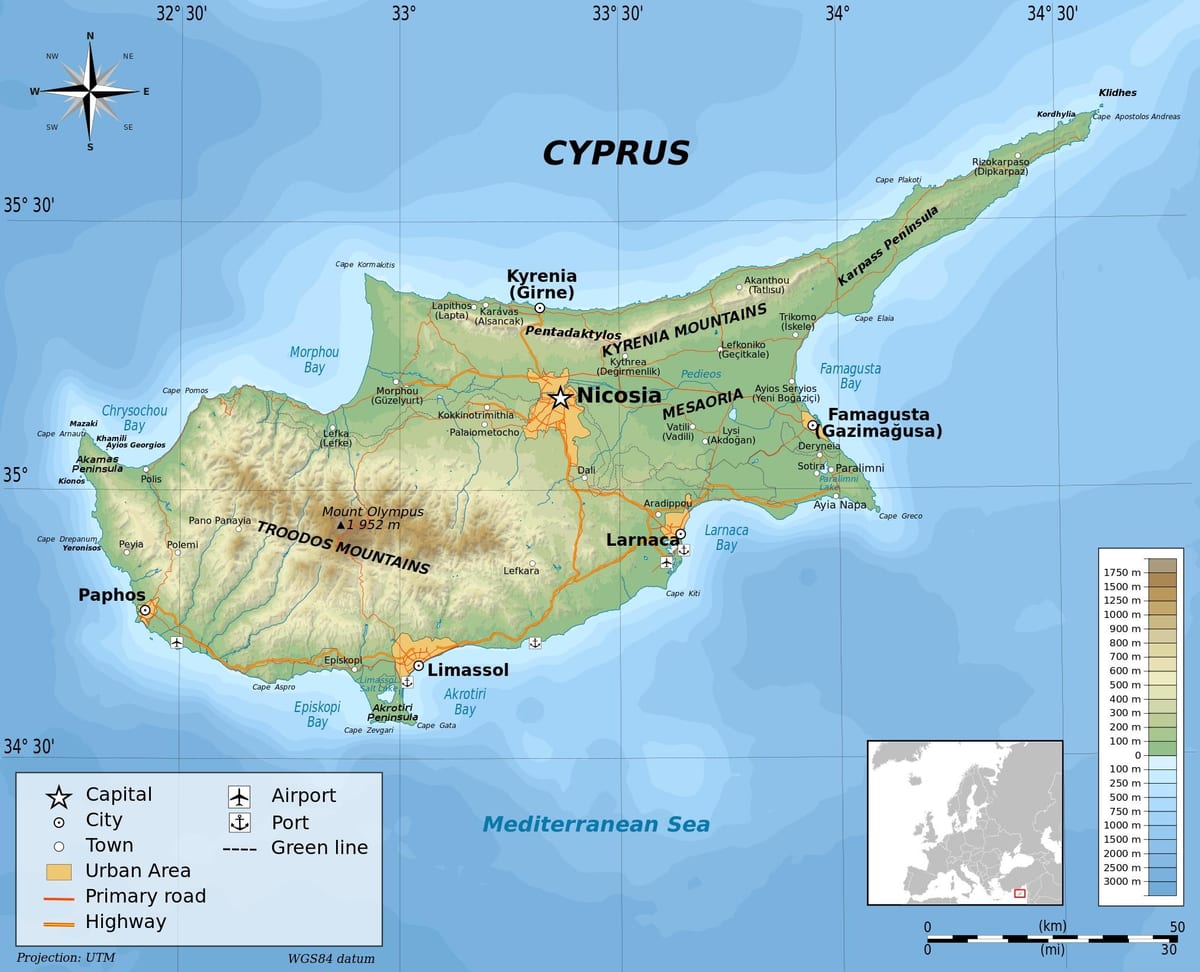 Cyprus heograpiya mapa
