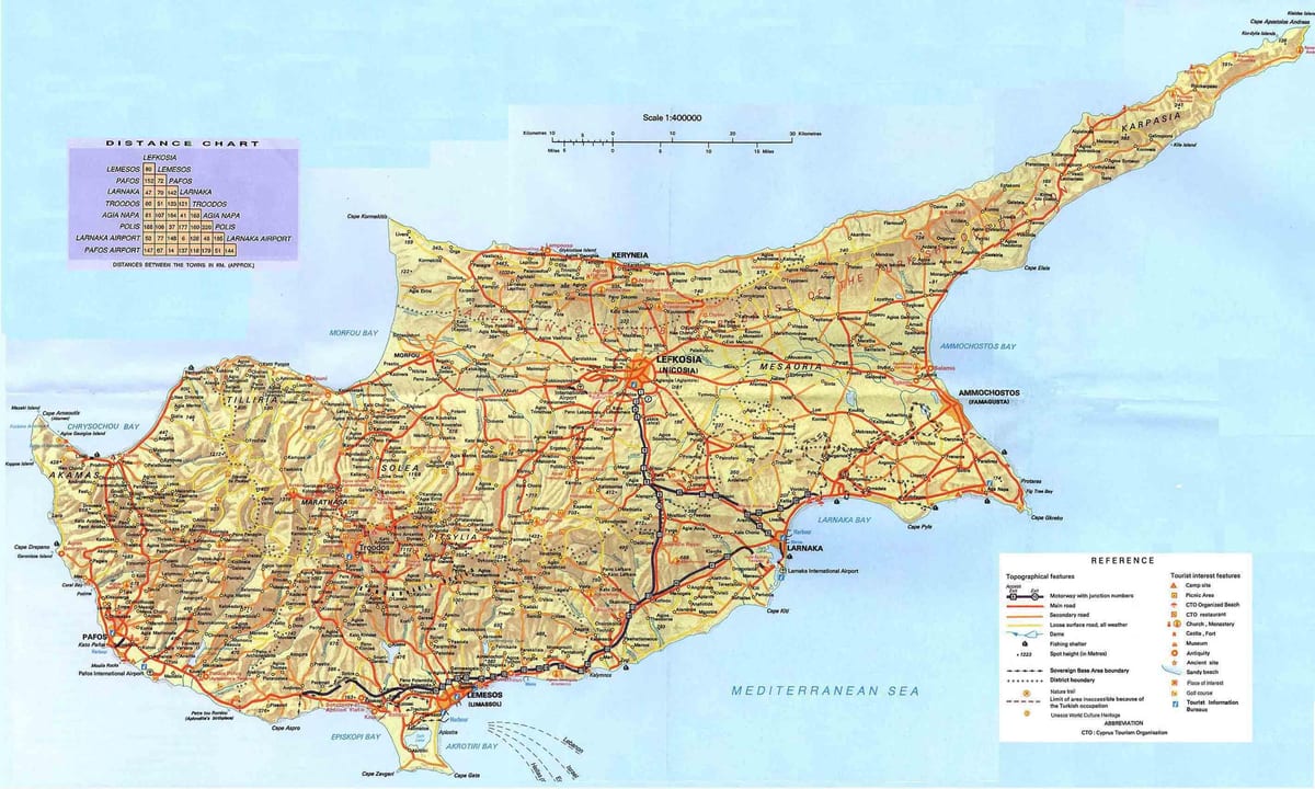 Cyprus atraksyon mapa