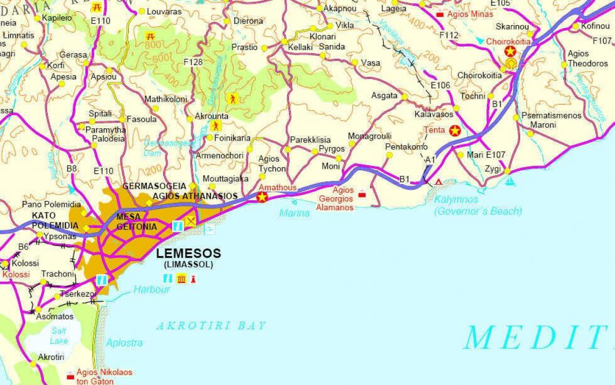 Cyprus golf courses mapa