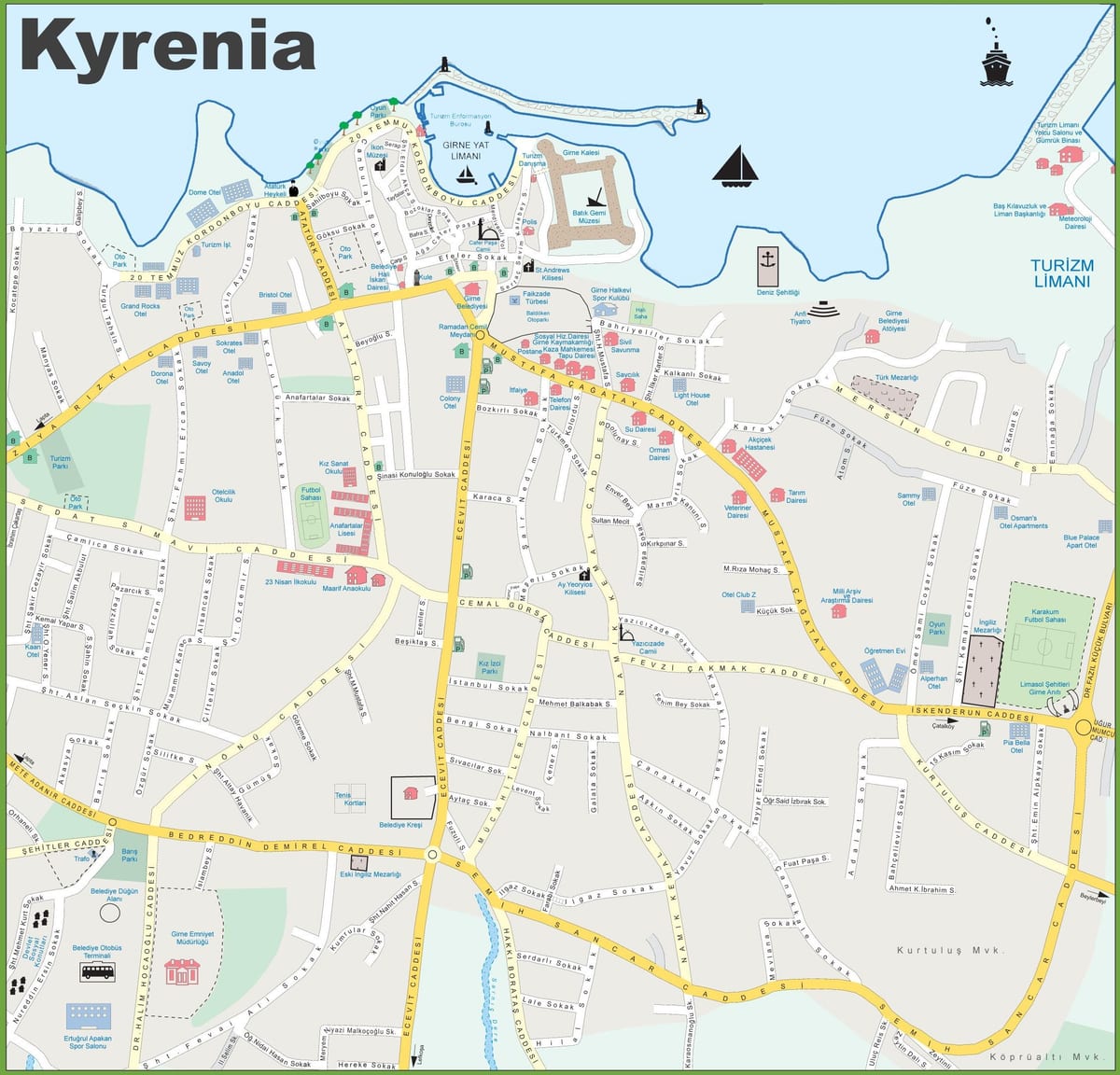 mapa ng north Cyprus kyrenia
