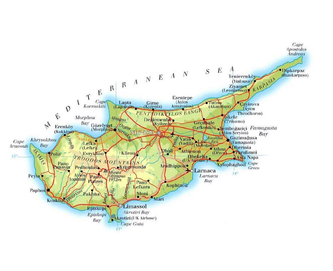 mapa ng lapta northern Cyprus