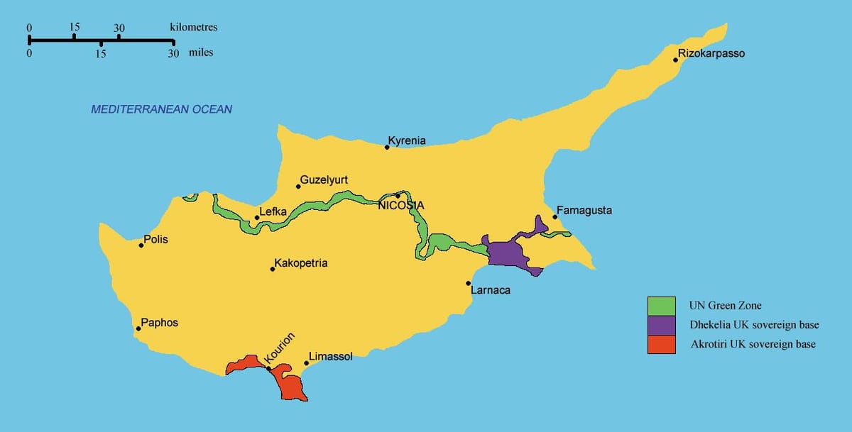 mapa ng timog Cyprus