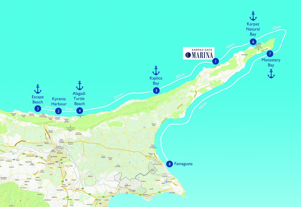 Mapa ng turtle beach Cyprus