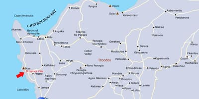 Mapa ng coral bay sa Cyprus