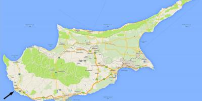 Mapa ng Cyprus ng pagpapakita ng mga paliparan