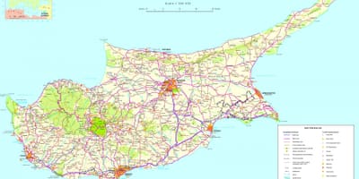 Mapa ng detalyadong Cyprus