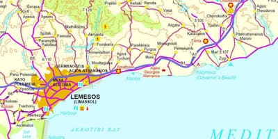 Cyprus golf courses mapa