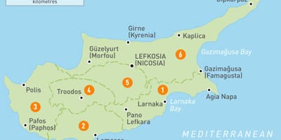 Mapa ng Cyprus at sa nakapalibot na lugar