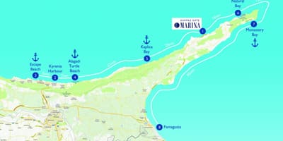 Mapa ng turtle beach Cyprus